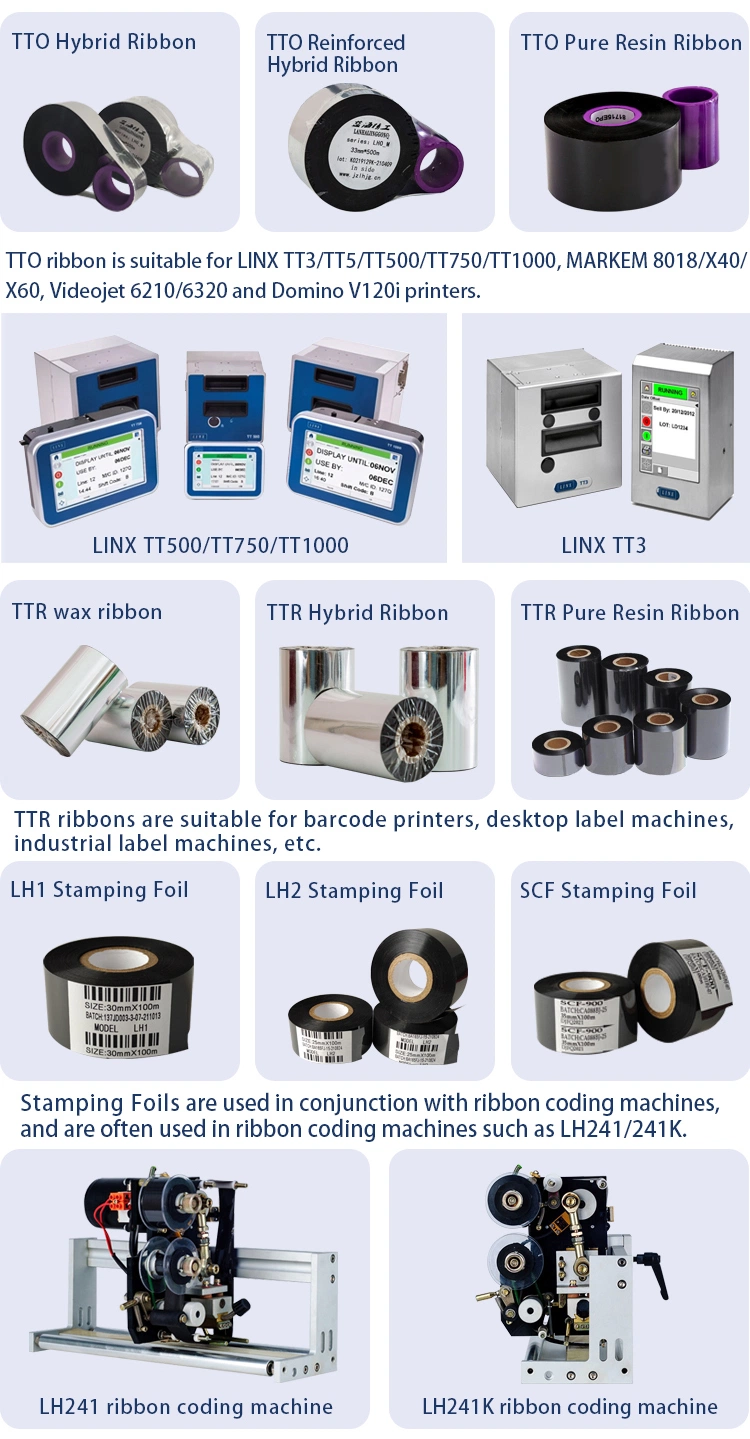 Date Coding Machine Printer Tto Ribbon for Ink-Jet Printing Machine