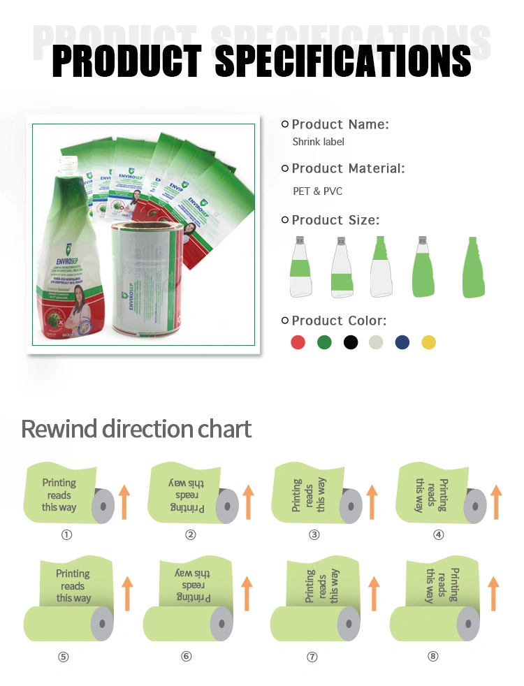 China Made Gravure Printing Food Grade High Quality Labels for Bottles Film Printing Shrink Label