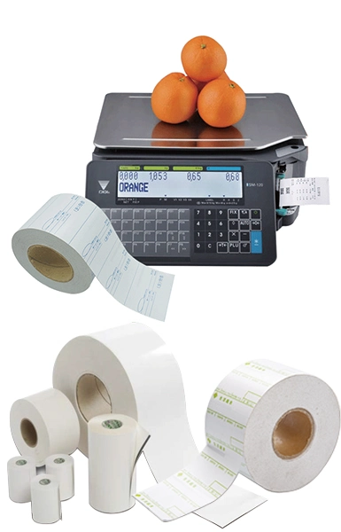 China Manufacturer Blank Direct Transfer Thermal Paper Roll Lineless Label for Digi Scale