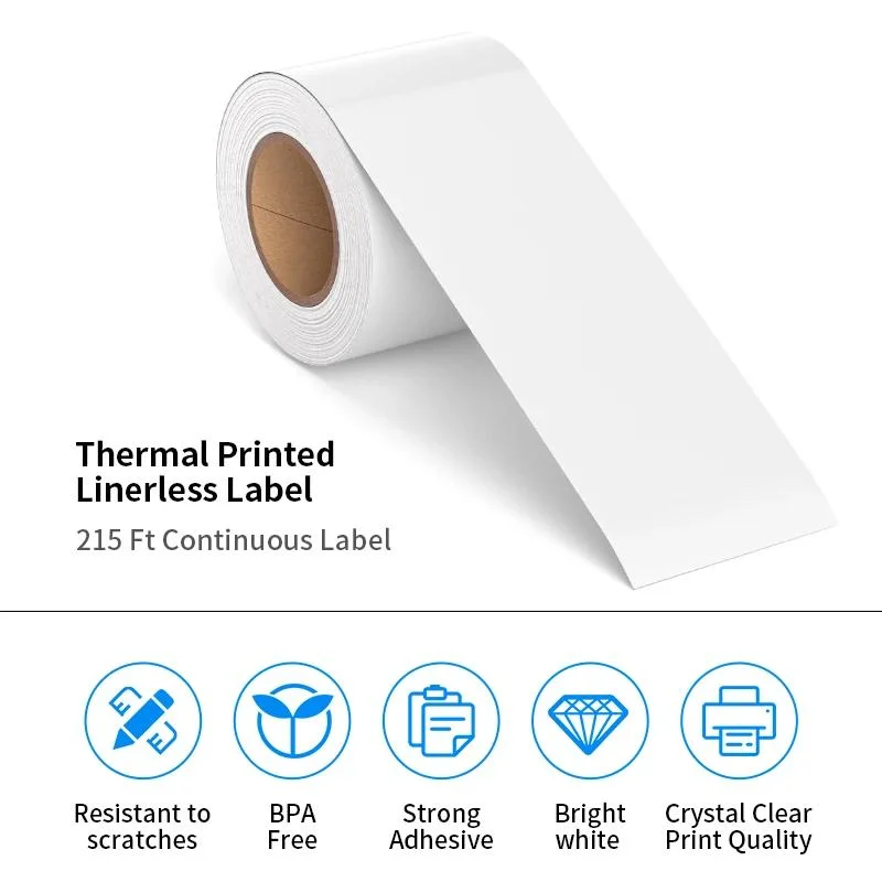 Custom Liner Less Label in Roll 58*78/40mm Wide for Packaging Barcode Supermarket Electronic Scale