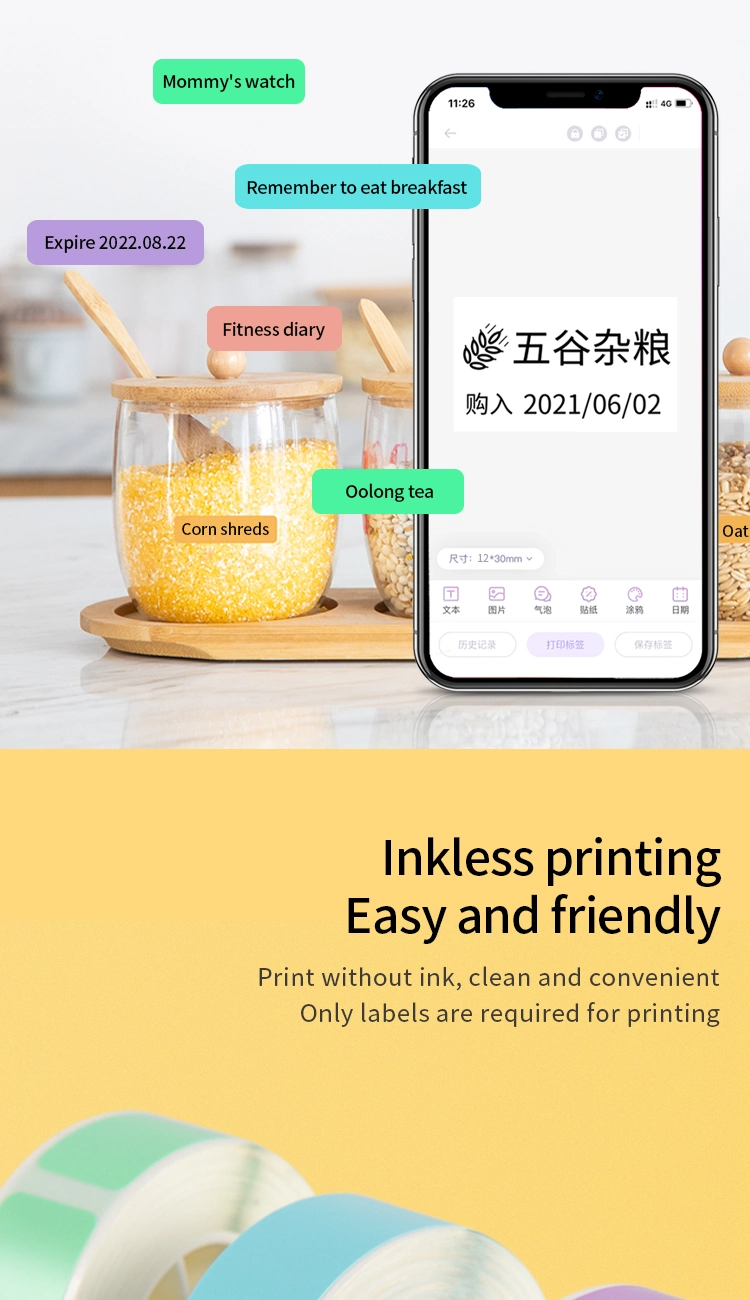 Basic Customization Consumer Electronics M11 Portable Smart Thermal Label Printer Mobile Phone Connection Thermal Printing Color Usb Label Maker Machine