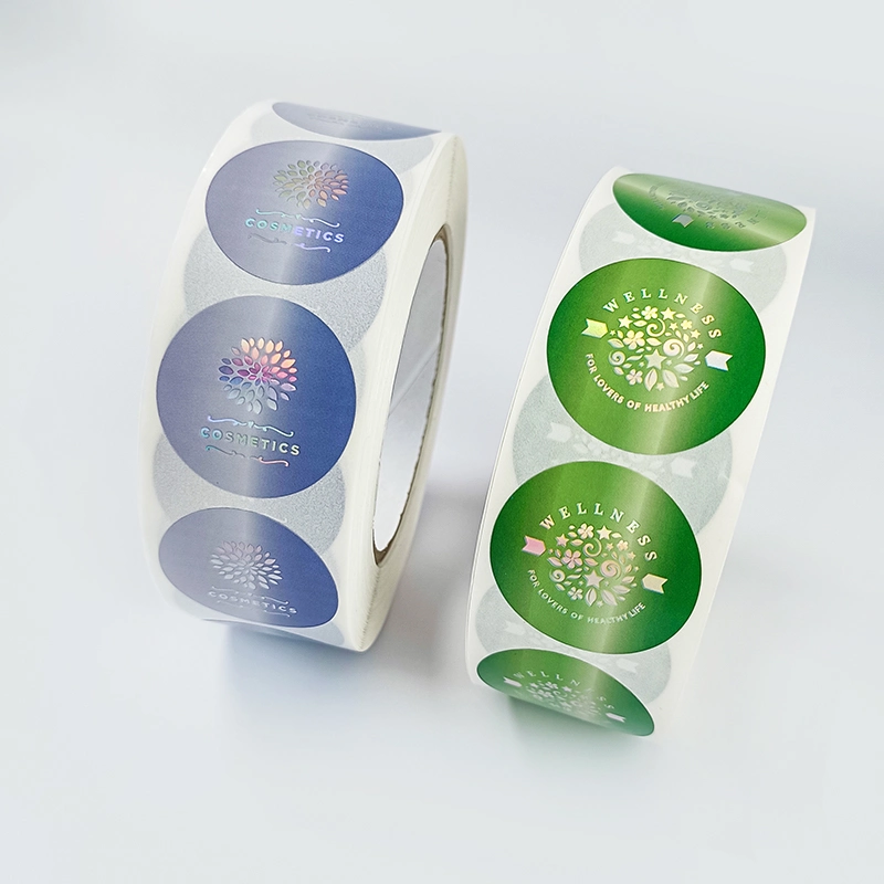 Custom Waterproof Holographic Foil Labels for Cosmetic Bottle Jar Essential Oil Stickers Beauty Cream Packaging Solution