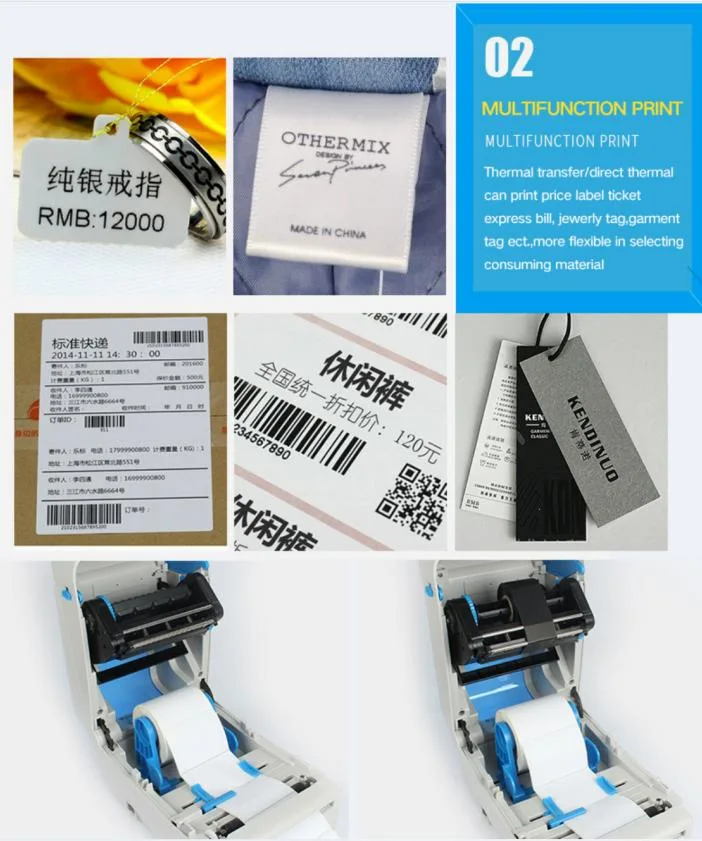 Auto Cutter Thermal Industrial Label Printer on Polyester Fabrics