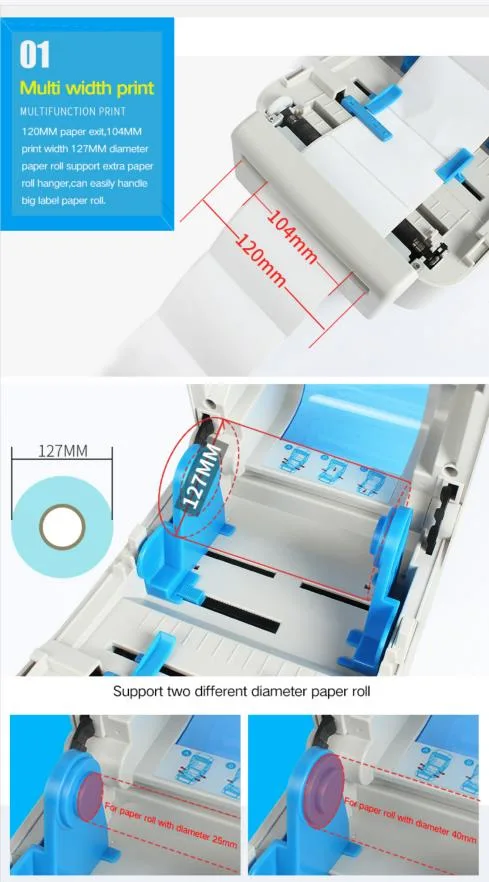 Auto Cutter Thermal Industrial Label Printer on Polyester Fabrics