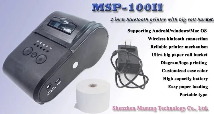 Factory 58mm Mini Portable USB Bluetooth Thermal Label Printer