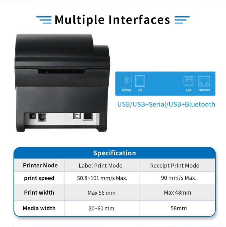 Xprinter XP-243B China Manufacturer 4x6 Thermal Labels Wireless Bluetooth Printer With USB