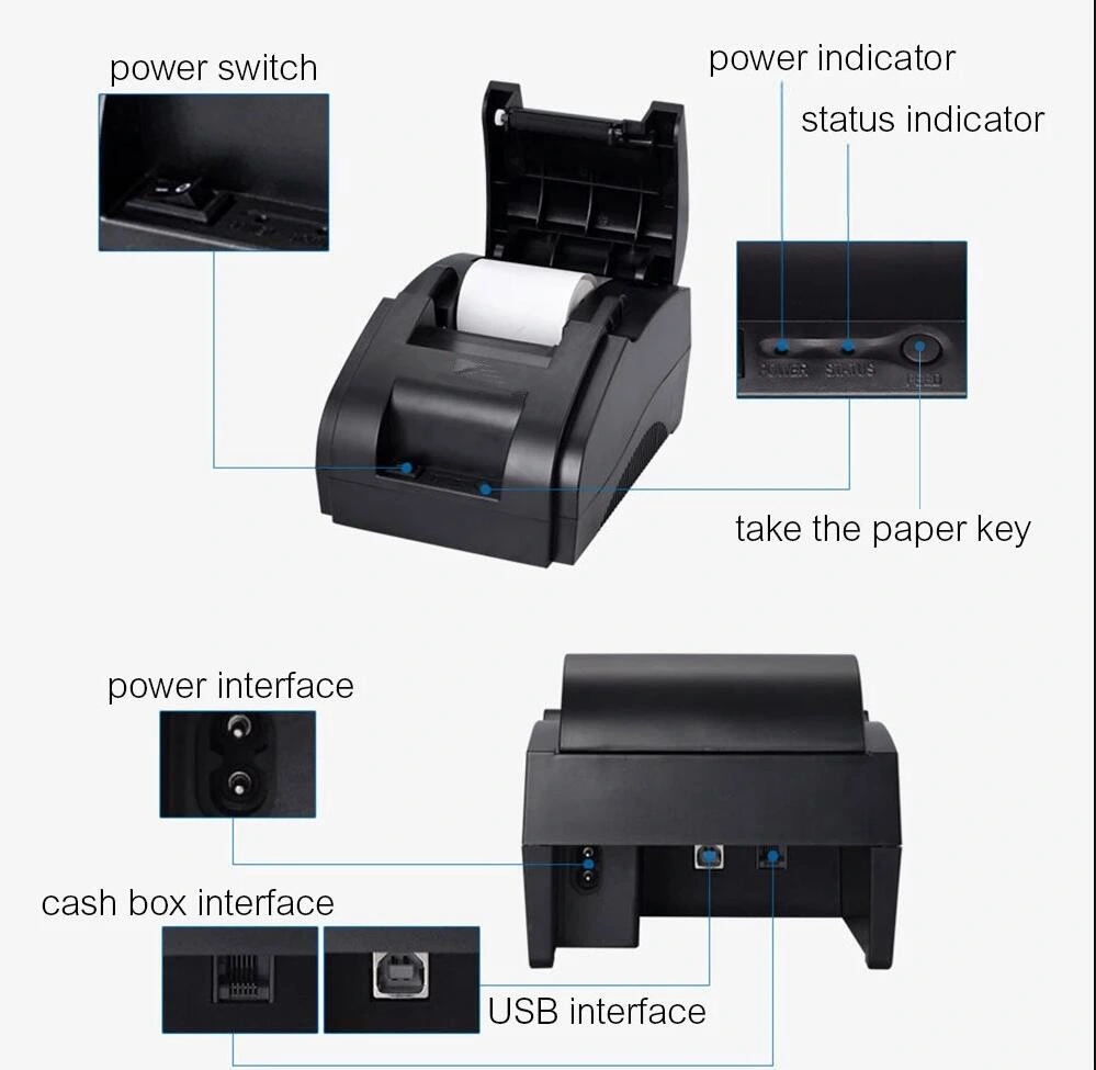 58mm Desktop Bluetooth Portable POS Bar Code Receipt Thermal Label Printer
