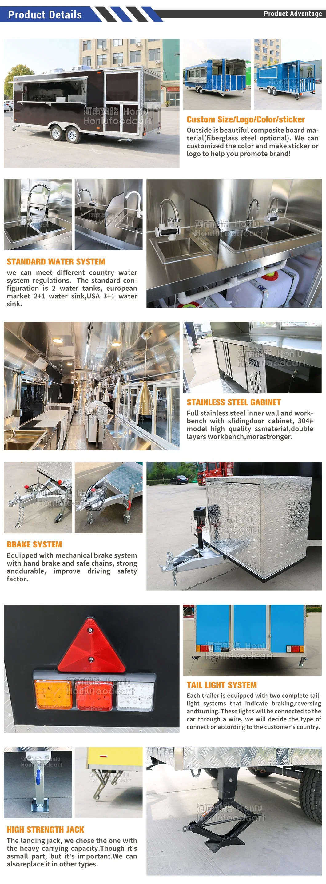 28FT Concession Trailer with Porch Stainless Steel Mobile Dining Car Food Trailer with Full Kitchen Equipments