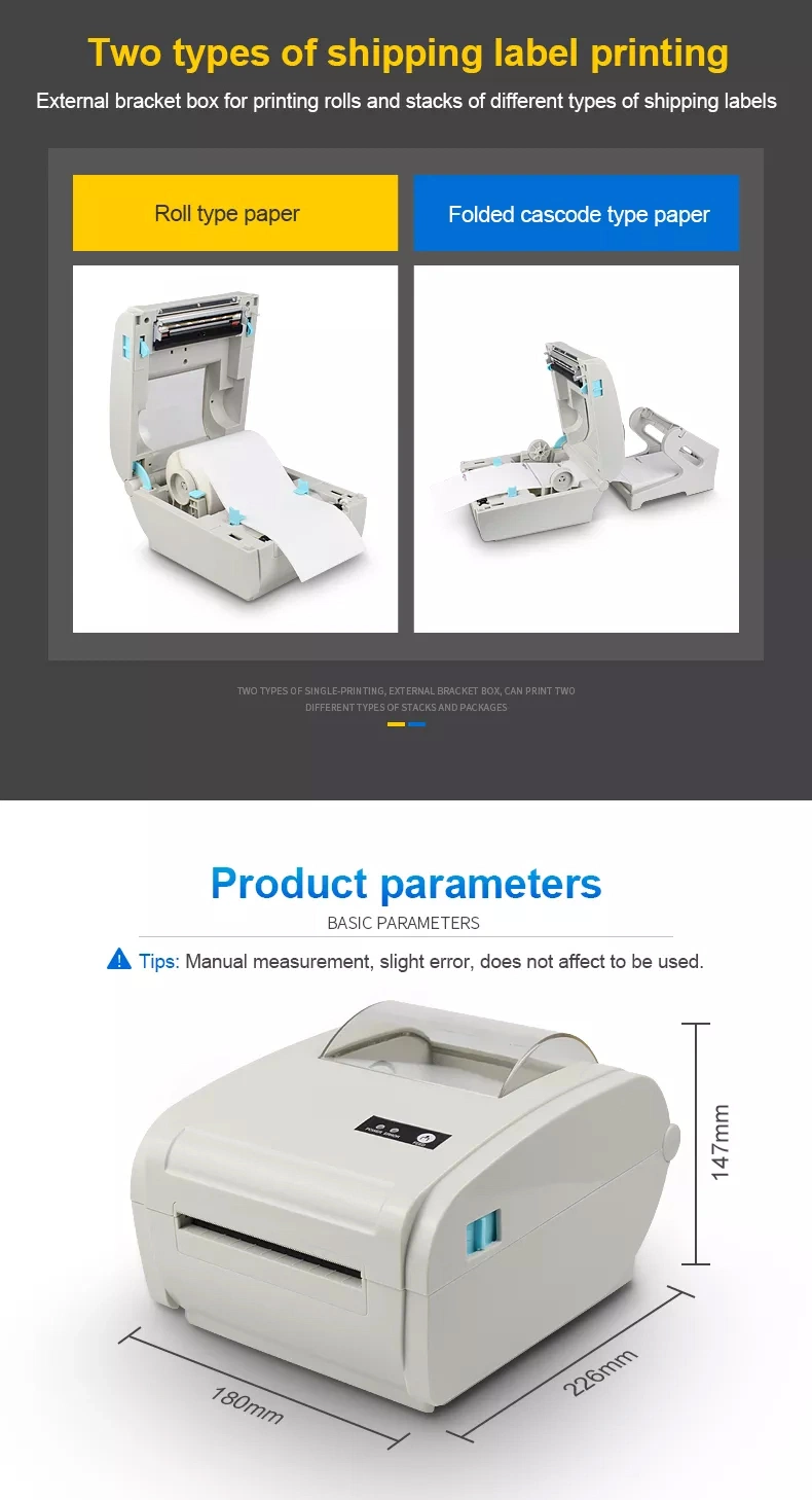 110mm USB Bluetooth Sticker Printing Machine POS Industrial Thermal Label Printer