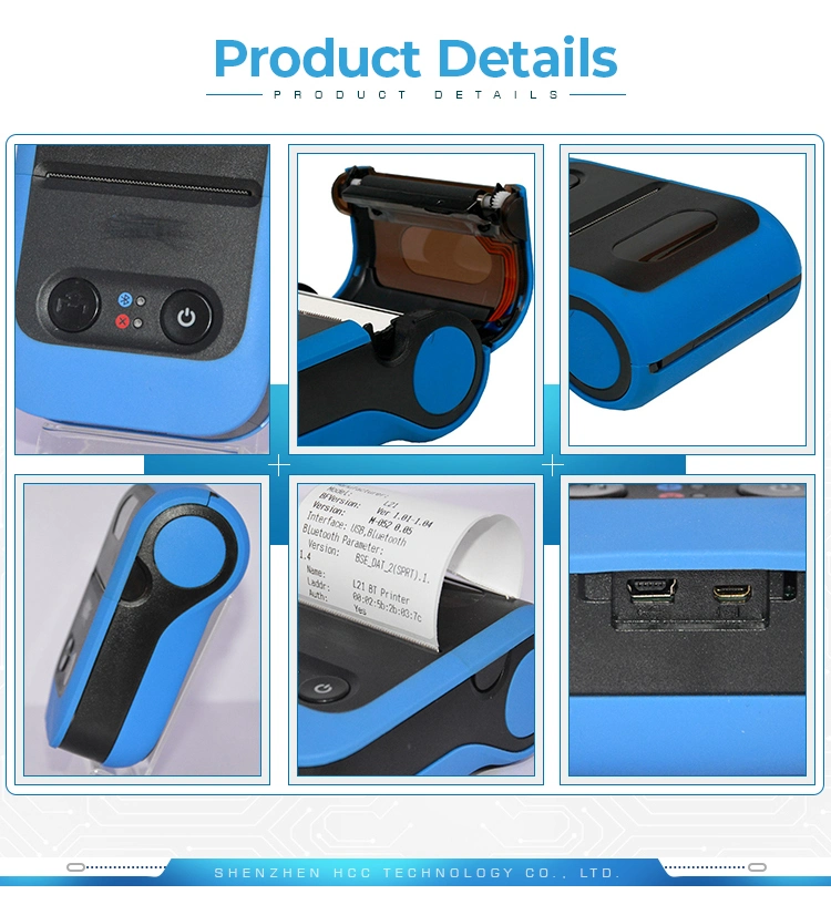 Portable Handheld 100 mm/S Logistics Supermarket Sticker Printing Small Thermal Label Printer (HCC-L21)