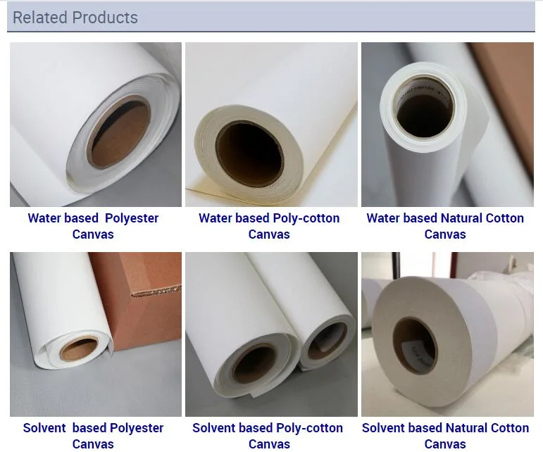 24/36/42/50/60*18/30m Art Inkjet Canvas Paper 100 Polyester/Cotton Digital Printing Canvas Rolls