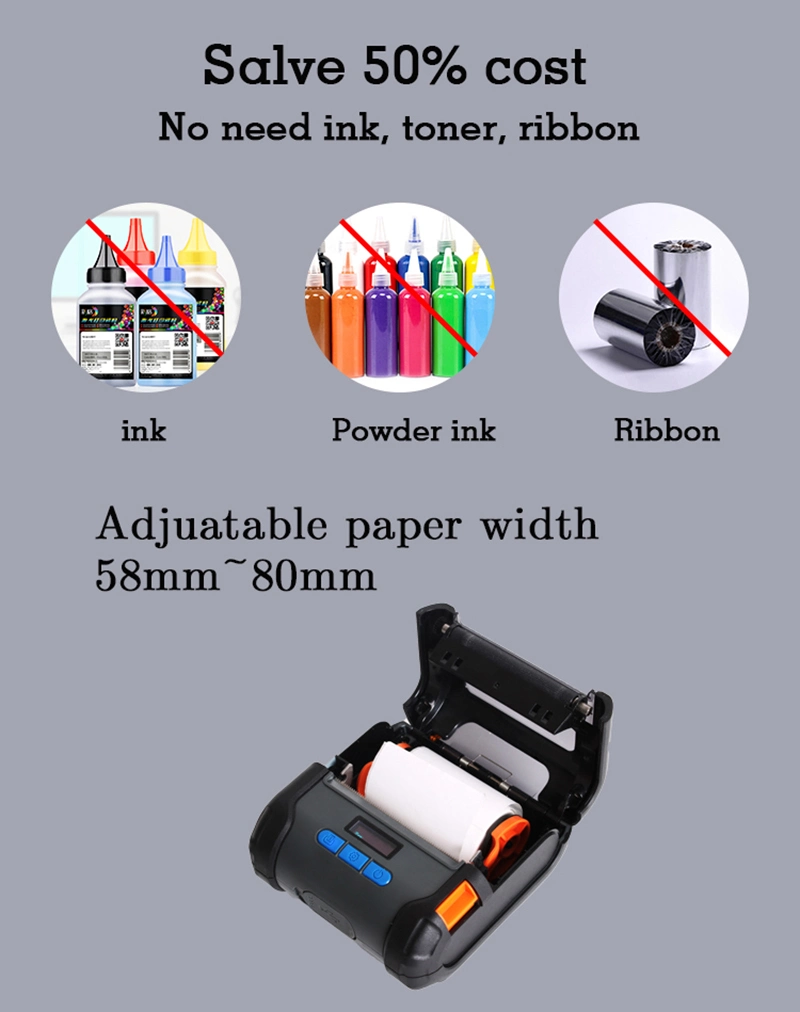 3 Inch Thermal Label 80mm WiFi Inkless Barcode Portable Mobile Printer