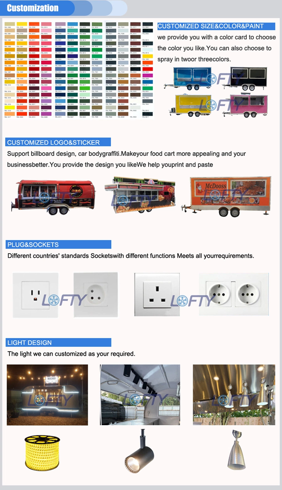 Electric Vending Hot Dog Container Steel Vintage Food Truck Snack Food Trailer Food Trailer Fully Equiped Fast Food Trailer in Nz for Sale