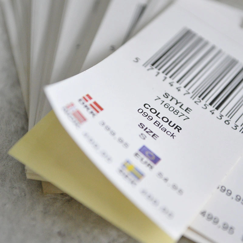 Barcode Stickets Attached Back Hangtag for Garment Labels