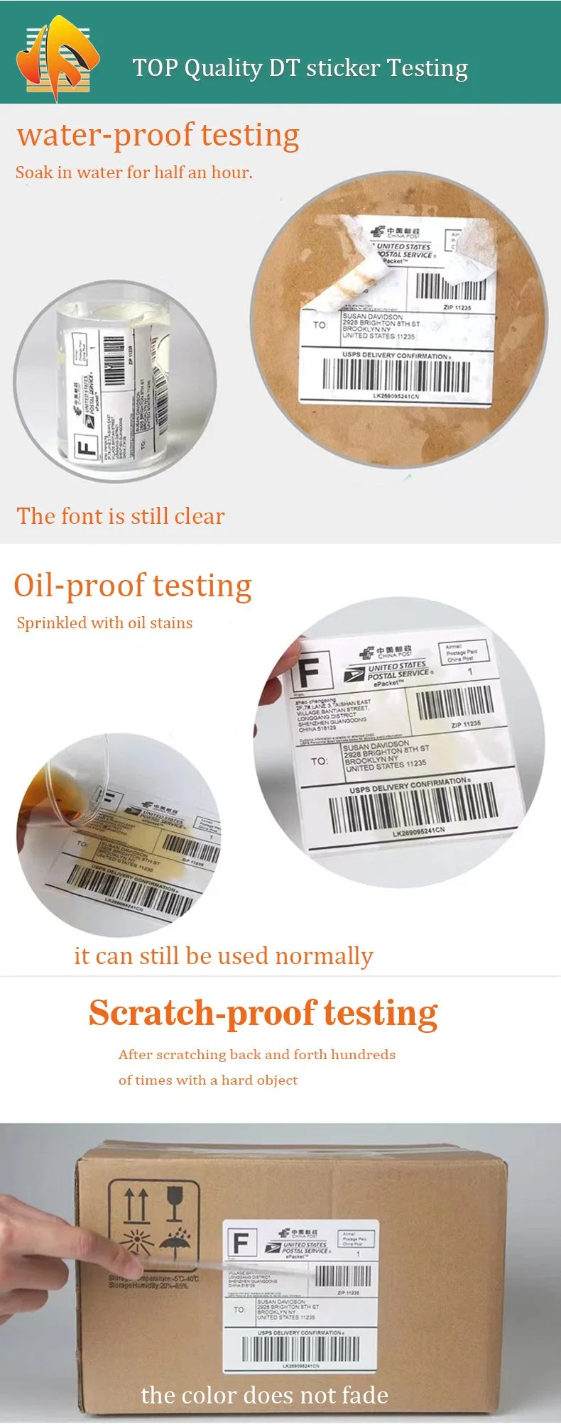 Custom Shipping Barcode Label Packaging Printing Barcode Direct Thermal Paper Sticker Label