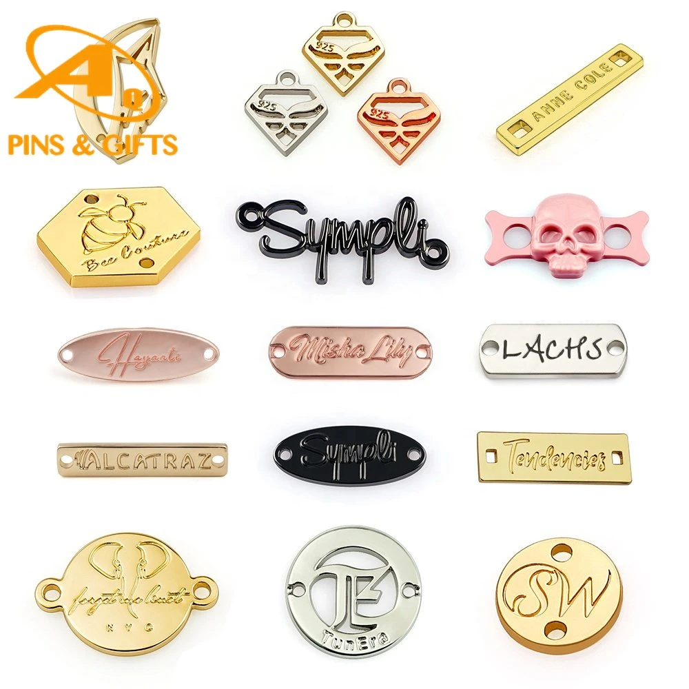 Bag Accessories Gold Hanging Custom Logo Metal Tag Label with Clasp and Chain for Handbags