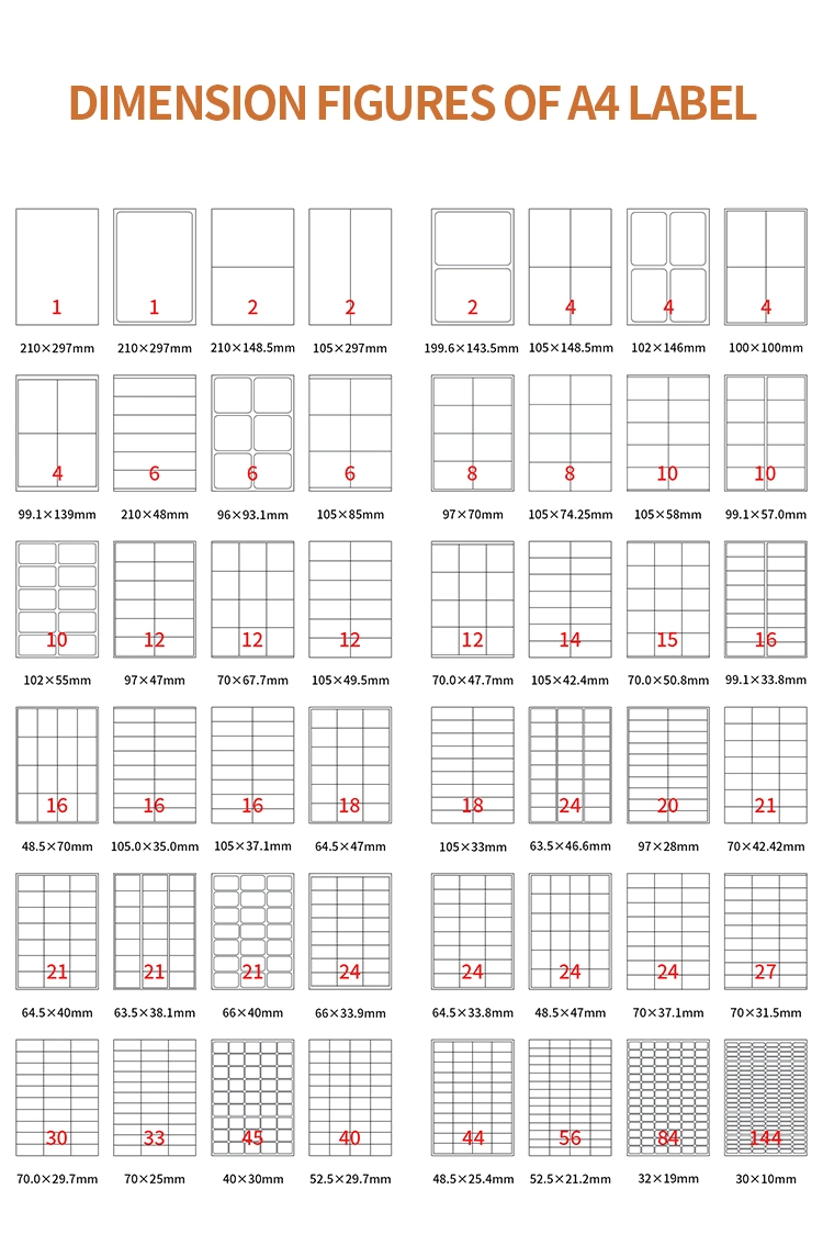 Adhesive Stickers A4 Custom Size Shipping Labels for Inkjet and Laser Printer