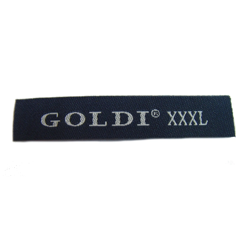 Customized Laser Straight Cut Flat Sew-on Damask Polyester Woven Clothing Label