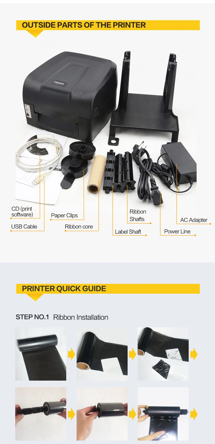 Desktop Thermal Transfer Barcode Printer Barcide Stickler Printer Barcode Label Printer