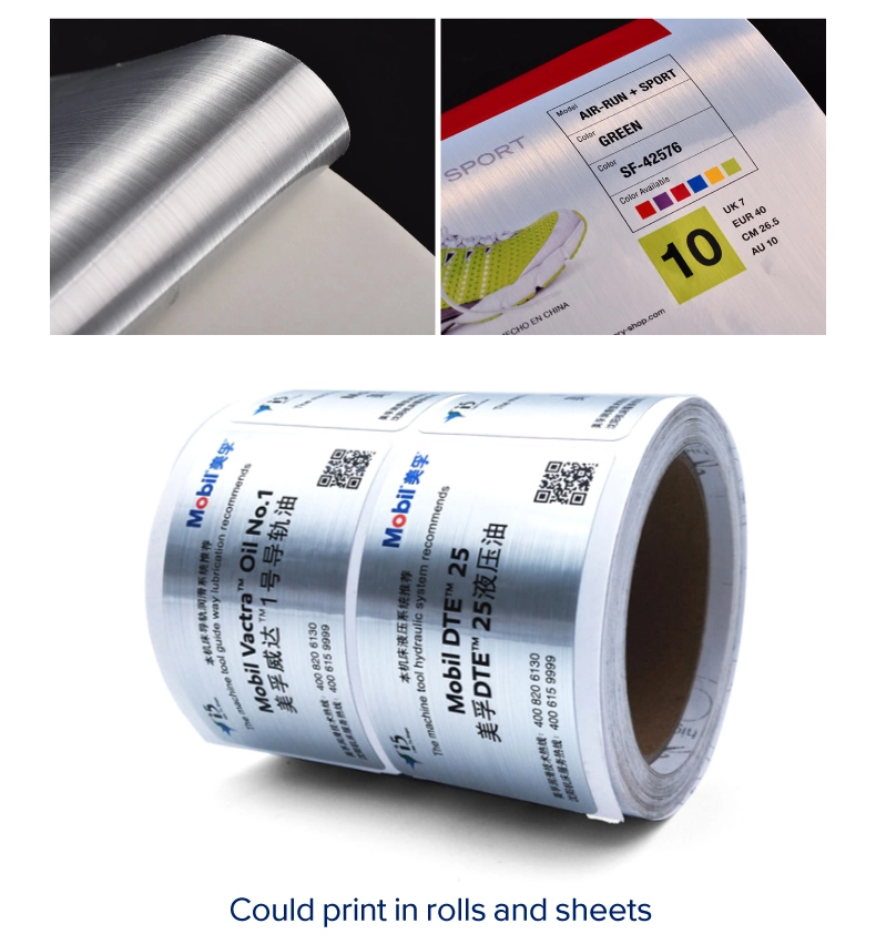 Printable Vinyl Sticker Custom Wholesale Blank A4 Size Sheet Inkjet Laser Self Adhesive Glossy Silver Brushed Inkjet Sticker Paper