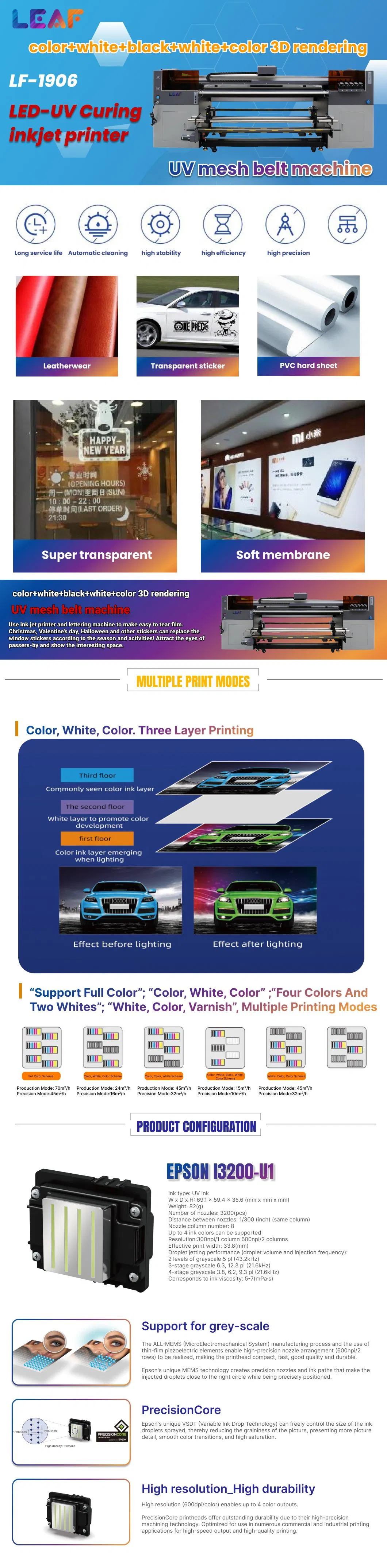 LEAF Multifunctional UV Flatbed Digital Printer Print on Bottle/Sticker/Gift