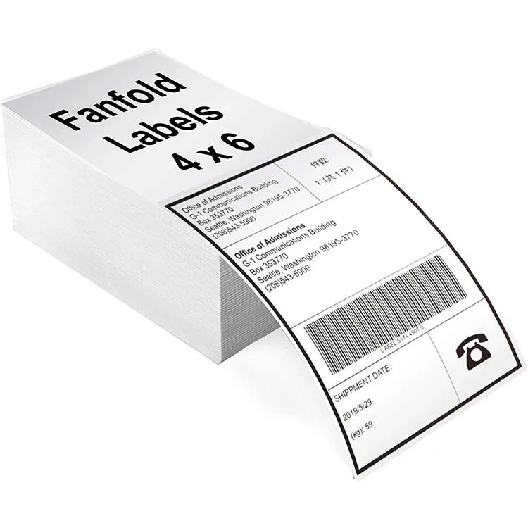 Fanfold Eco Waybill Shipping Adhesive Packaging 4X6 6X4 100X150 58X40 4X5 A4 Thermal Label Sticker