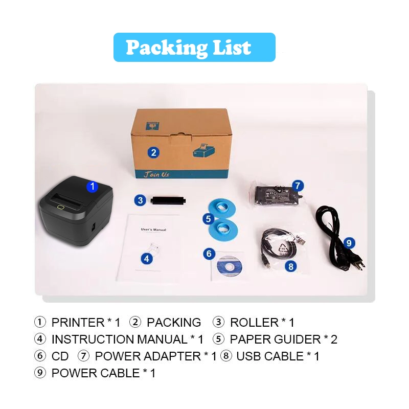 80mm Multifunctional Receipt Barcodes Printing Desktop Label Thermal Printer