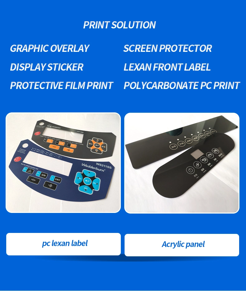 Design OEM Digital Printing with Buttons and LEDs Membrane Switch Graphic Overlay Custom Plastic Label Attendance Video Machine Custom Lexan Printing Graphic