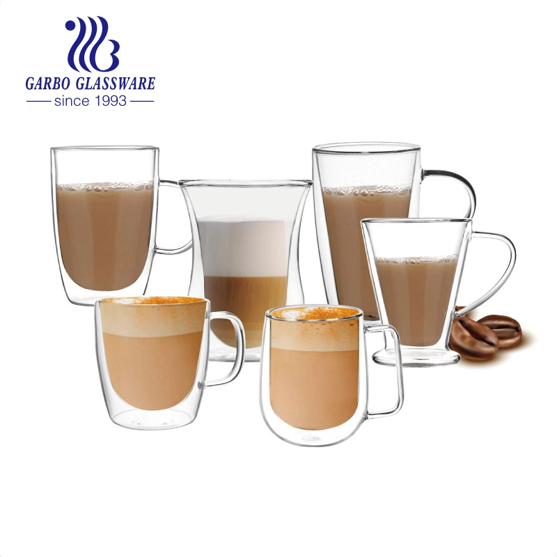 80ml 150ml 250ml 350ml 450ml 550ml 650ml Heat Resistant Borosilicate Double Wall Glassware Coffee Tea Water Milk Wine Beer Drinking Cup