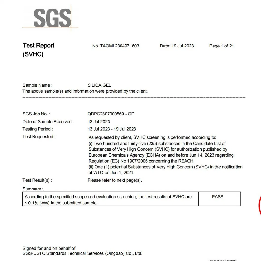 Type C Silica Gel Adsorbent Material