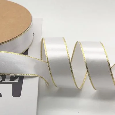 Satin Edge Organza Ribbon with Gold/Silver Lines for Wedding/Flowers/Christmas/Party Decoration