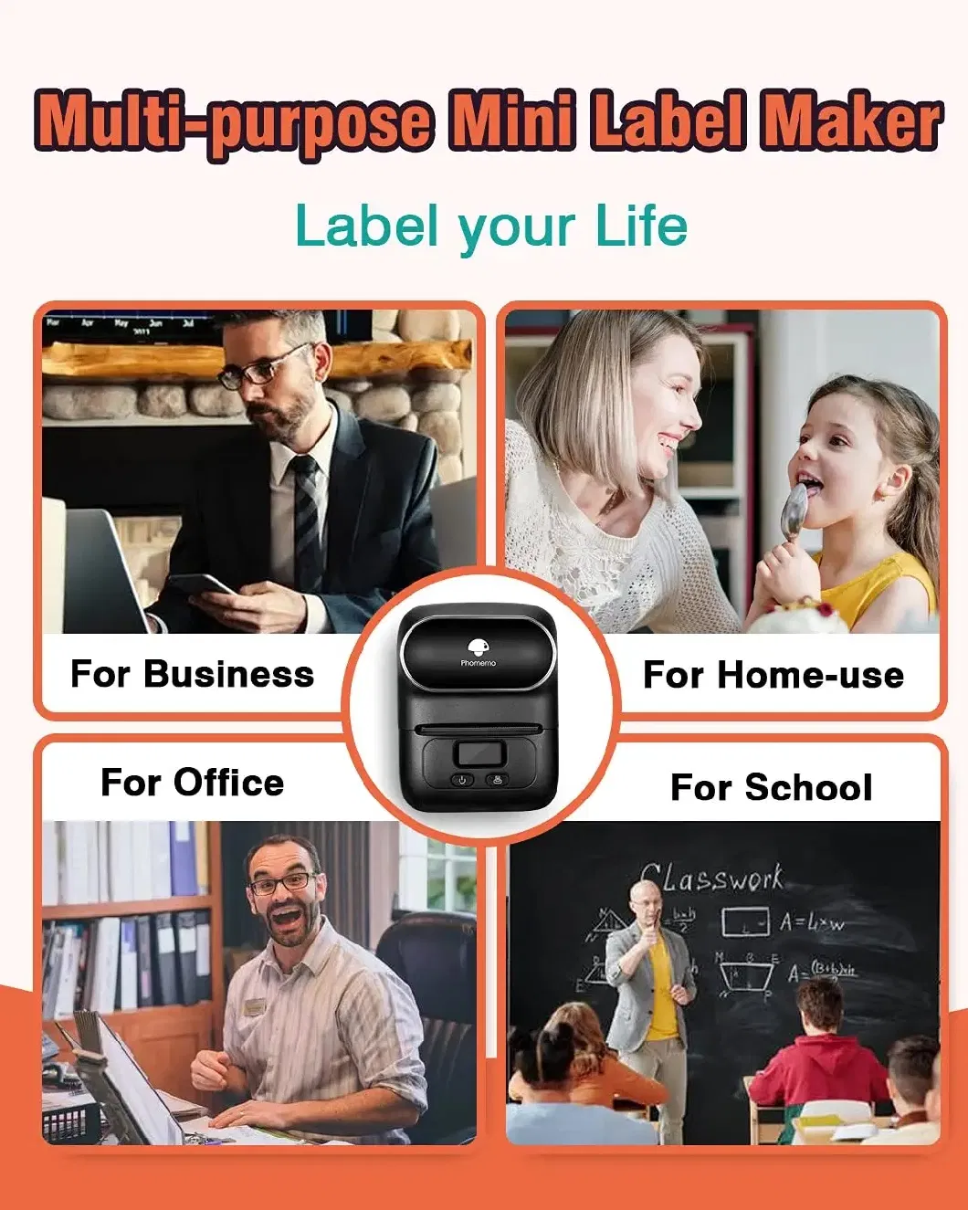 Label Printer Portable Thermal Printer for Barcode/Address/Mailing/Clothing/Price Tag