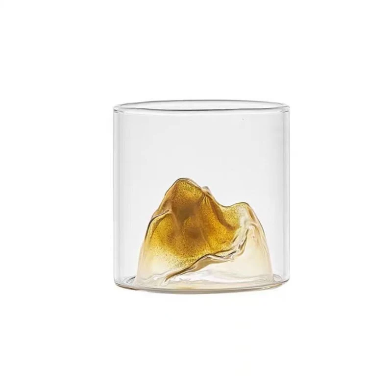Factory Price Round Mouth Stemless Whiskey Glass Snow Mountain FUJI Style Wine Cup