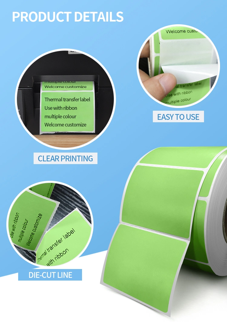 OEM Semi-Glossy Face Paper Custom Printing Thermal Transfer Adhesive Label