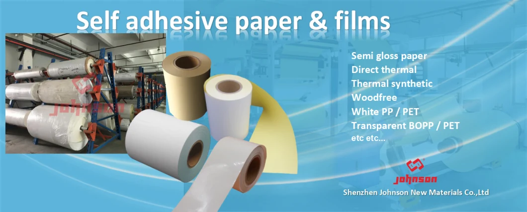Szjohnson Raw Materials Supplier Self Adhesive Paper and Films Jumbo Roll for Flexo Screen Label Printing