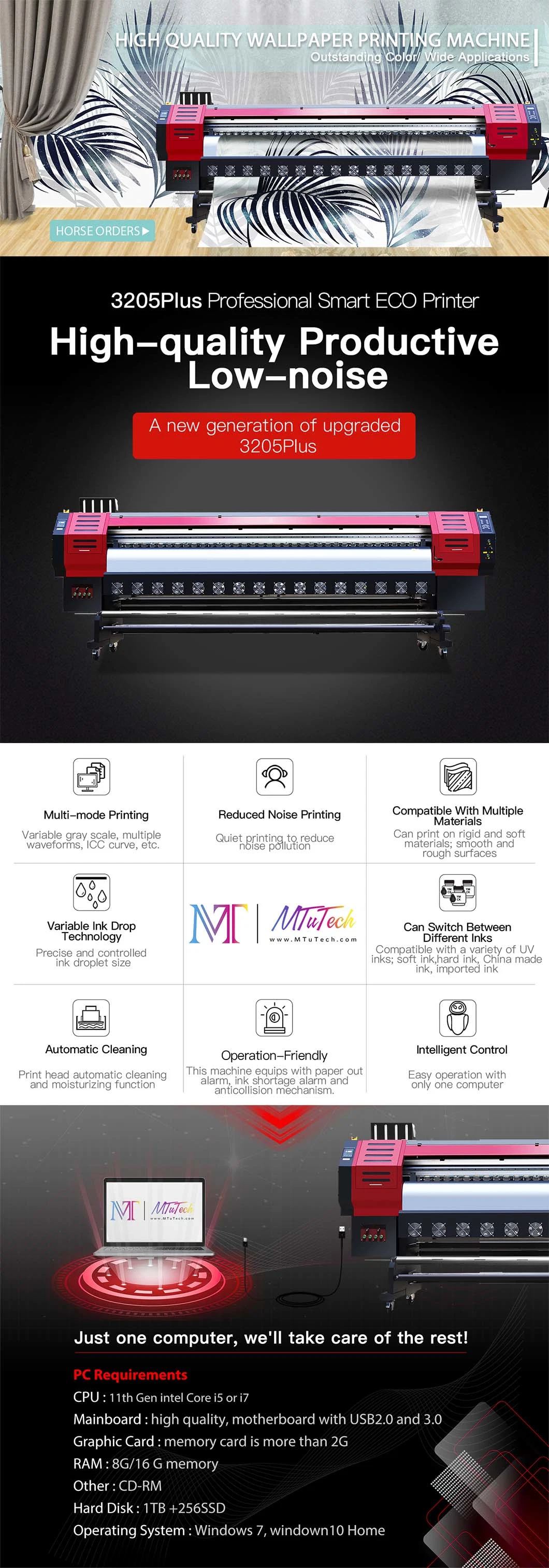 1.8m/3.2m Optional Digital Wallpaper Sticker Vinyl Eco Solvent Printer