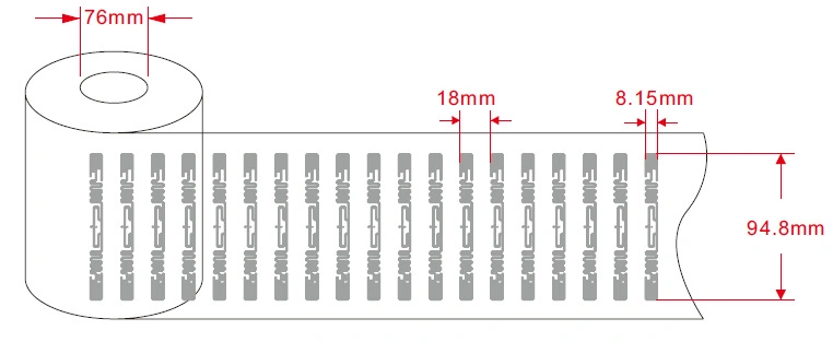 UHF Logistics Sticker Antenna 98*10mm U8 Chip Smart Label RFID 860-960MHz Passive Code U9 / U8 RFID Tag / Library Label / Inlay UHF Paper Stickers RFID Label