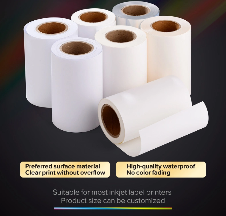80mic inkjet glossy white PET water-based adhesive 80g white liner sticker