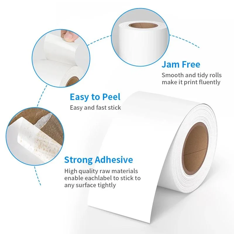 Custom Direct Thermal Adhesive Liner Less Labe Silicone Glassine Liner-Free Continuous Label Roll