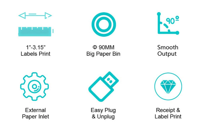 80mm Label Maker Machine 3 Inch Receipt Printer Thermal Price Tag