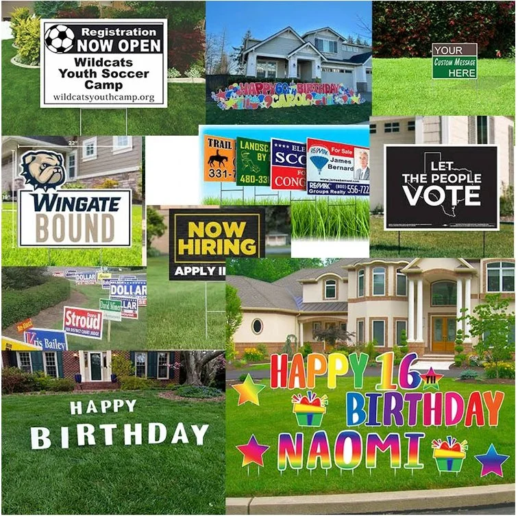 UV Printing Fluted Corrugated Board PP Plastic Hollow Sheet Lawn Warning/Birthday/Graduation Vote/Elect Decorative Custom Yard Signs with Stakes