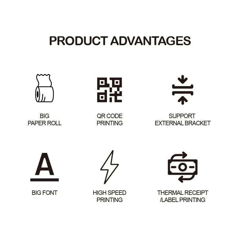 58mm 80mm Direct Thermal Sticker Machine Label Imprimante Barcode Driver Printer