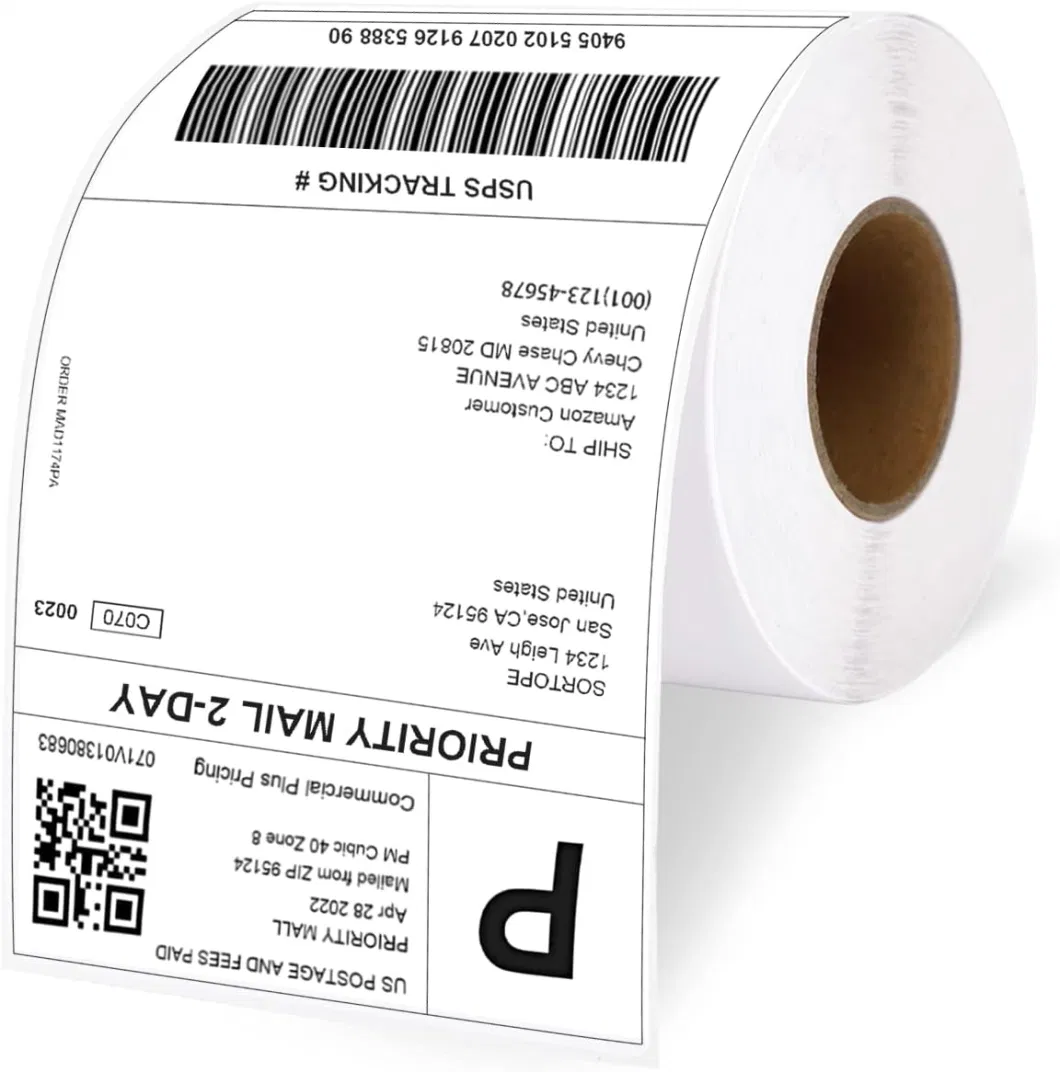 500PCS/Roll Packaging Labels 4 X 6 Direct Thermal Paper Waterproof and Anti-Scratch Labels for Shipping