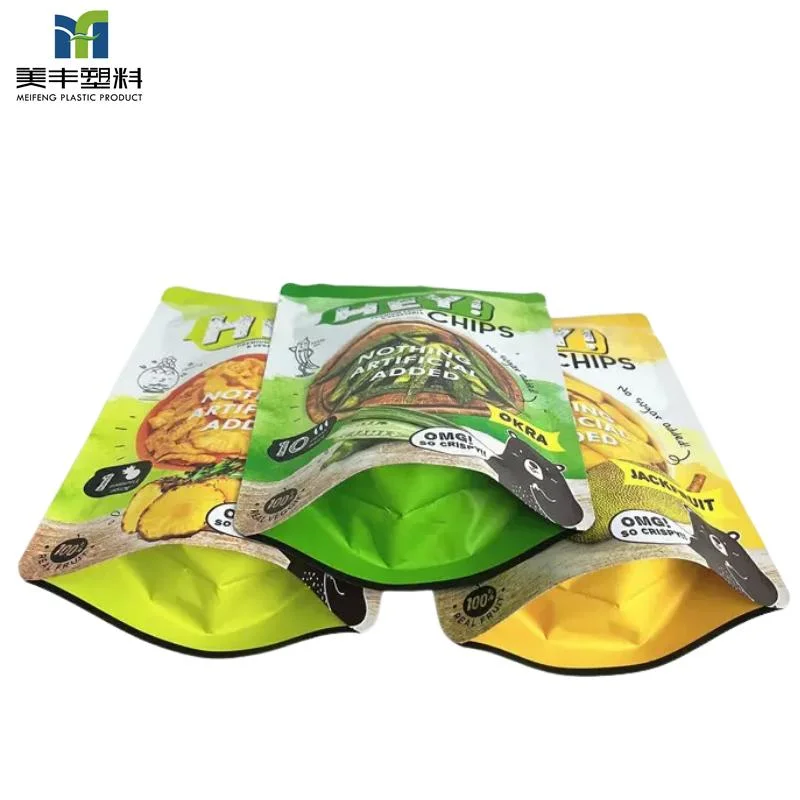 China Direct Factory Supplier Custom Label Stand up Pouch Bag Metalized Plastic Fruit Beef Jerky Candied Fruits Snacks Packaging