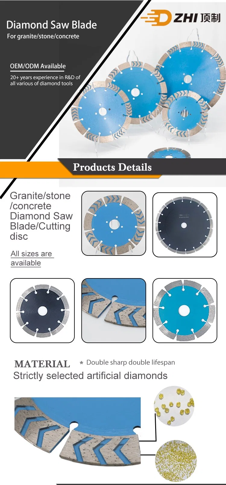 Diamond Saw Blade for Concrete/Stone/Granite Segmented Cutting Disc Circular Saw Blade Fast Cutting Dry China Factory Manufacturer Diamond Tool Sawblade