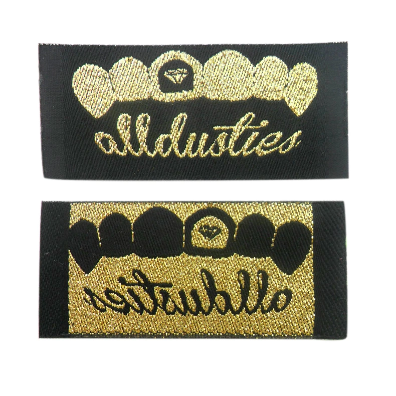 Garment Double Luxury Sided Printed Customized Heat Cut Mesin Jeans Damask Black Vegetable Label Machine Woven Labels