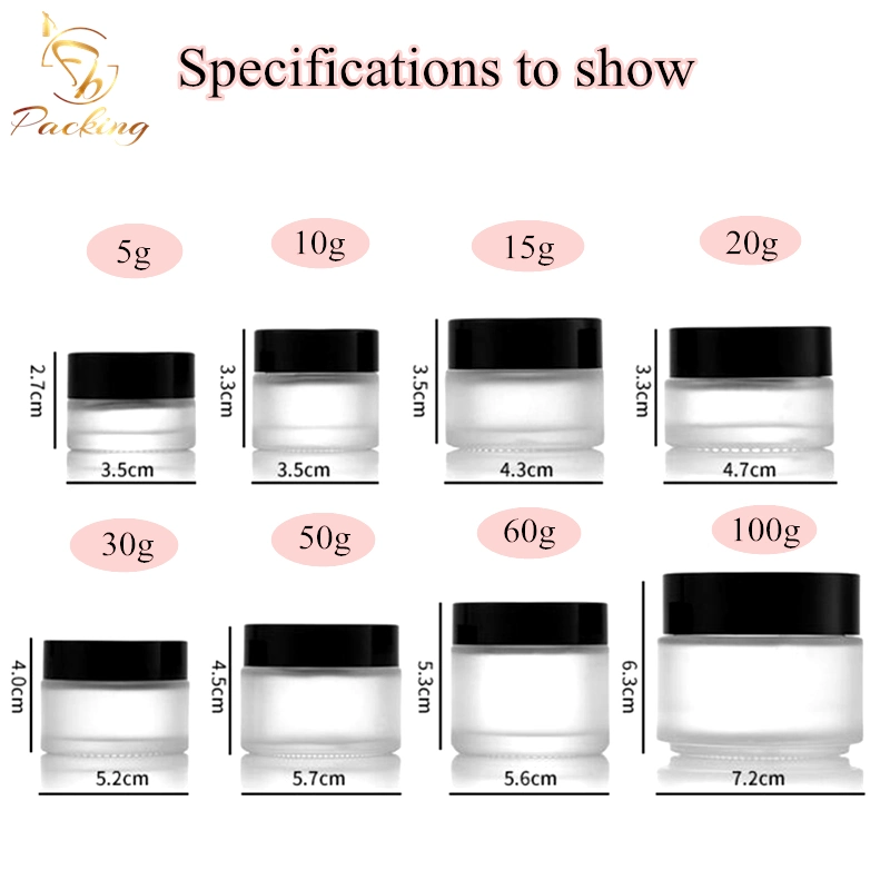 Factory Stock 30g 50g Frosted Cosmetic Jar for High-Grade Face Cream with Shiny Gold Silver Cap