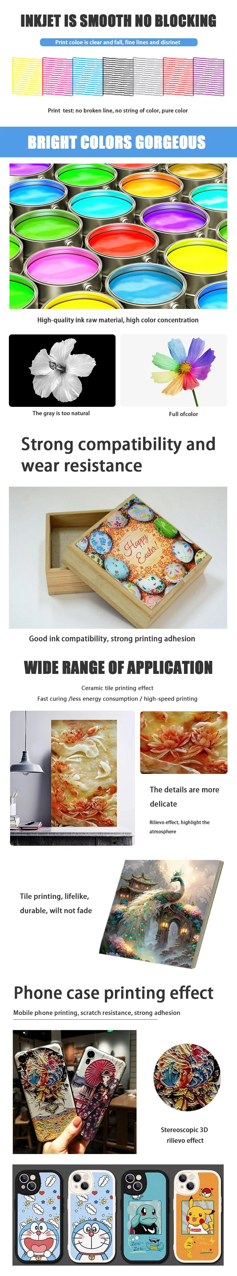 LED UV Curable Ink for Dx5 Dx7 Tx800 XP600 Print Head Wall Printing Machine UV Inkjet Inks