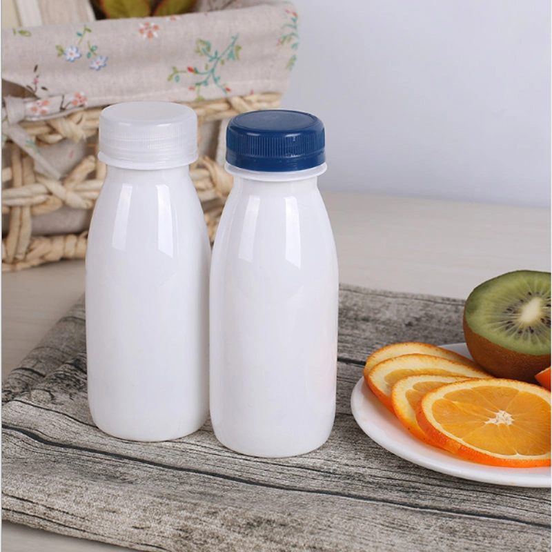 BPA Free Milk Bottle 250ml Empty White Plastic Pet Milk Bottles with Tamper-Proof Screw Cap Customized Logo