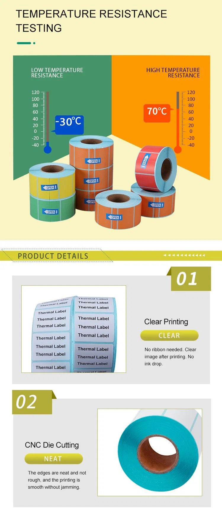 Custom Direct Thermal Label Blank or Printed Self Adhesive Paper Sticker White Barcode Scale Label Roll